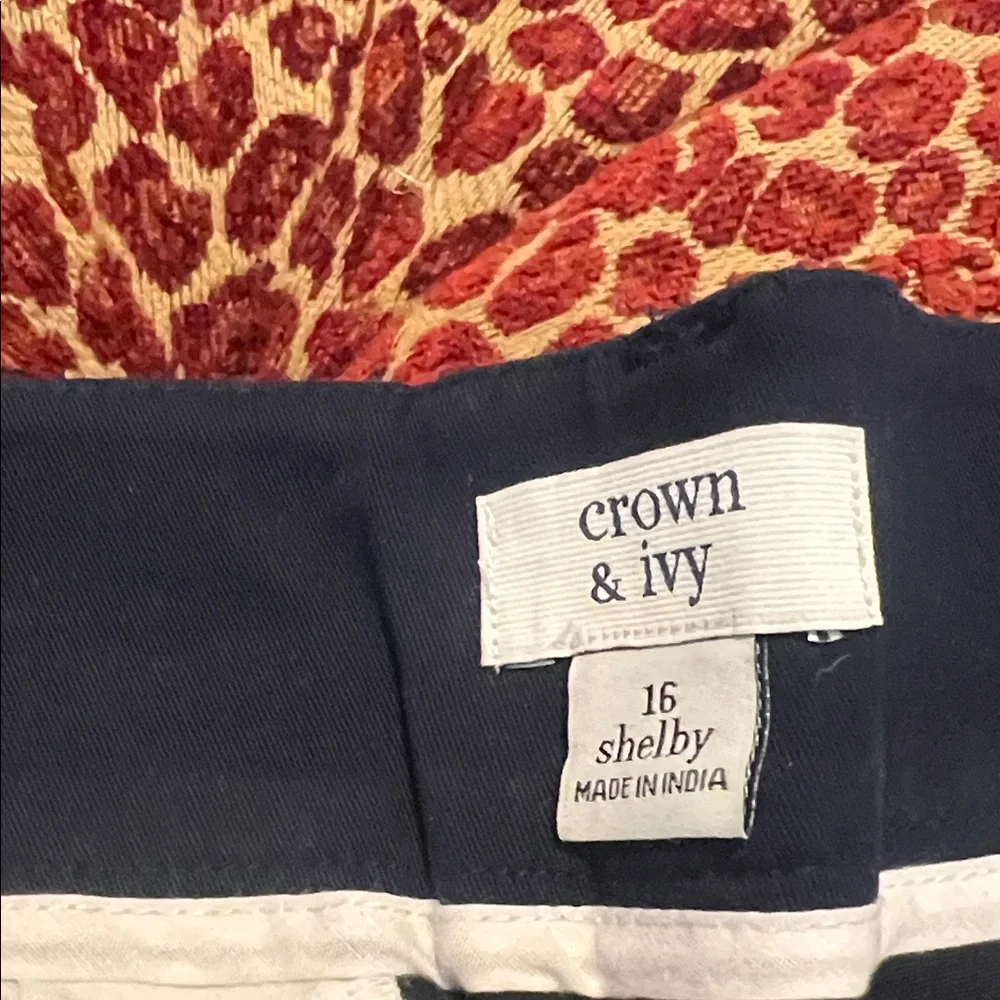 crown & ivy Navy High-Waist Shorts with Blue Scallop Trim - Picture 3 of 4